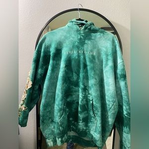 CIVIL REGIME ROSES HOODIE - AQUA WASH SZ Small. Oversized Fit